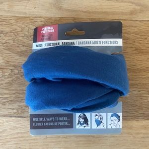NWT Extra Wide Stretch Soft Knit Fabric Headband Mask Scarf Bandana Indigo Blue
